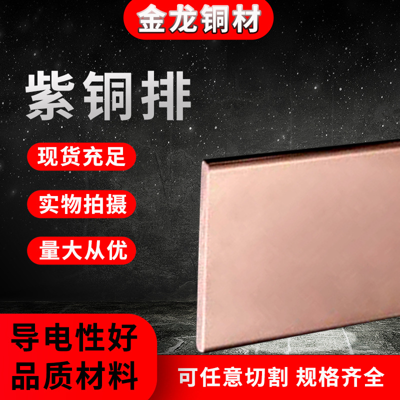 厂家直销10*100现货t2紫铜排T3镀锡铜排紫铜棒方边圆边紫铜排