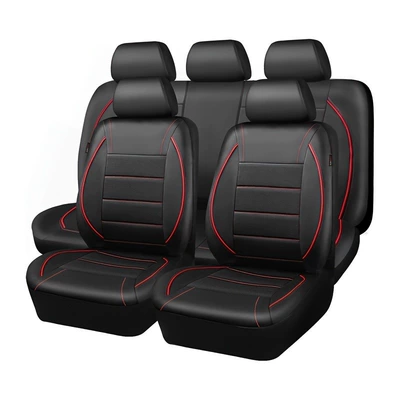 conjoined PU leather double front | Universal seat cover - red-five-seater-general-dimensions