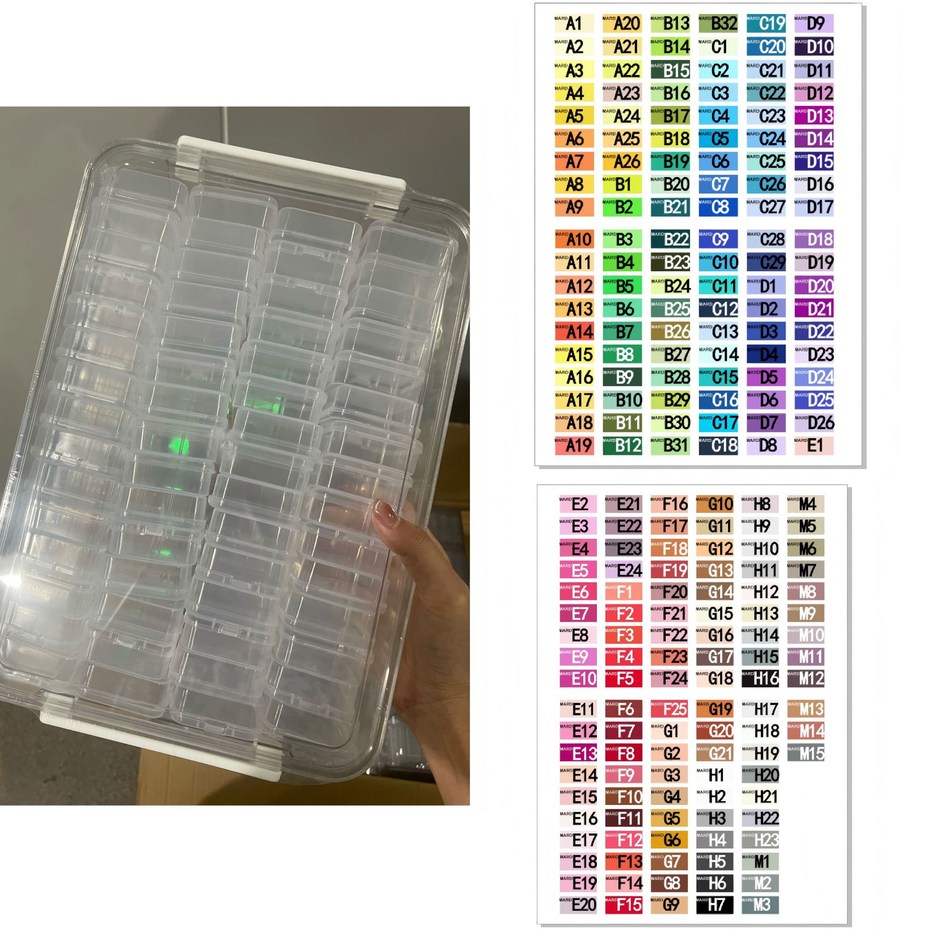 【大箱+5.5立方体の小箱60個】ビーズ収納ボックス、ビーズやアクセサリー、ネイルアート用品の整理に、透明で便利