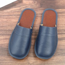 厂家居家礼品四季男女家用加厚牛筋底纯牛皮情侣四季拖鞋皮拖鞋