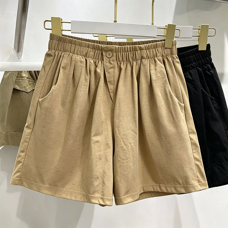 Summer Solid Color High-Waisted Shorts for Women 2026 Summer Thin Three-Quarter Shorts Straight-Leg Loose Slimming Casual Outerwear