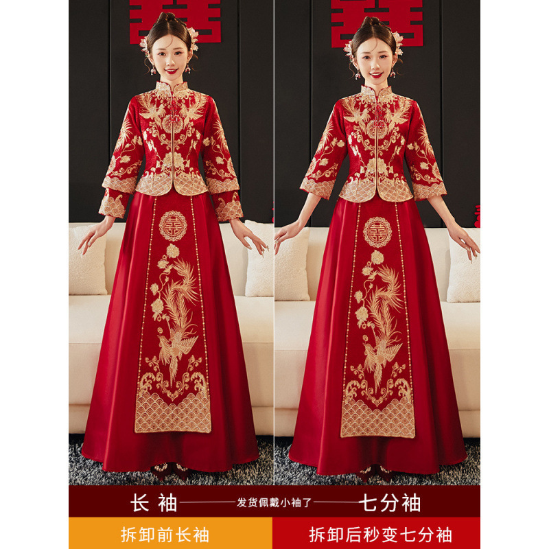 Xiuhe Dress, Traditional Chinese Dress, Group Costume, Modified Chinese-Style Qipao, Petite Bride's Wedding Toast Dress, In-Stock, Fenglaiyi Xiuhe Dress, Traditional Chinese Dress, Group Costume, Modified Chinese-Style Qipao, Petite Bride's Wedding Toast Dress, In-Stock, Fenglaiyi