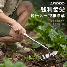 批发四齿除草耙农田菜园翻土工具舒适握持手柄一体锻造坚固耐用