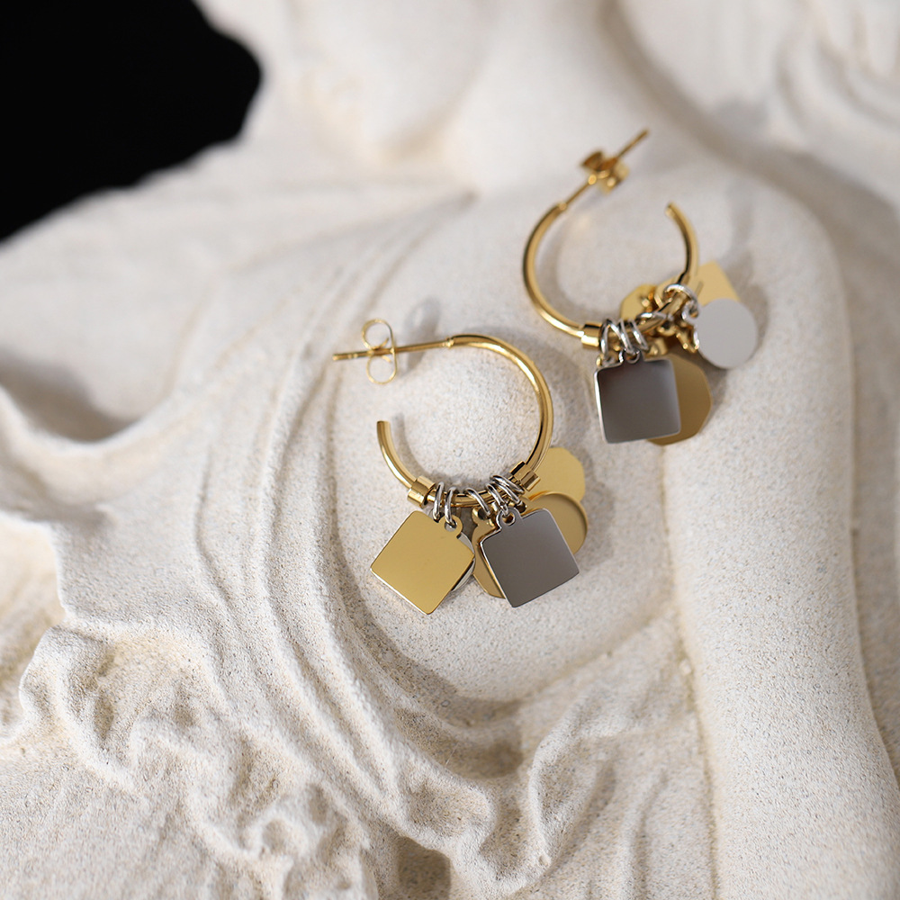 Geometric Piece Stainless Steel Earrings