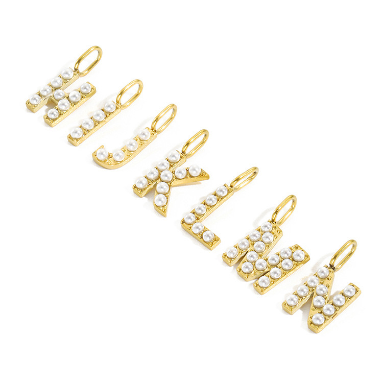 5g Weight Artificial Pearls Inlay Material Charms, Jewelry Accessories Classification 1 Piece Quantity Stainless Steel Material Letter Pattern Plating, Inlay Design 1 Piece Stainless Steel Artificial Pearls Letter 5