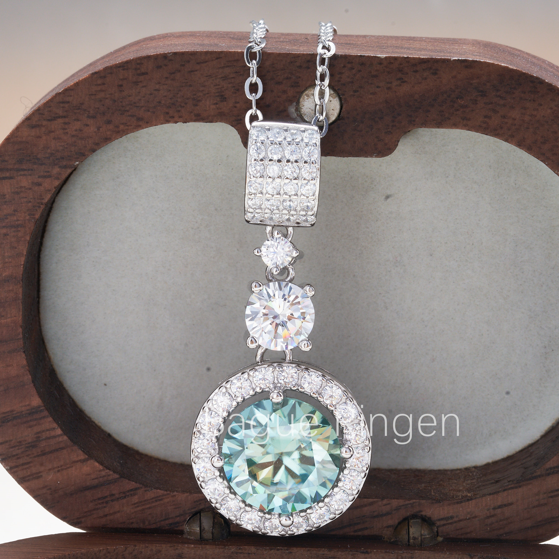 Plata esterlina 18K5 quilates colgante de piedra de invierno nuevo collar de gran tamaño para mujeres suéter de alta calidad cadena cadena clavícula