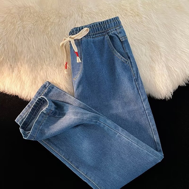 Plus Size Tether Straight Jeans Men's Instagram Popular Brand Loose Casual Trousers Thin Retro Wide-leg Pants Plus Size Tether Straight Jeans Men's Instagram Popular Brand Loose Casual Trousers Thin Retro Wide-leg Pants