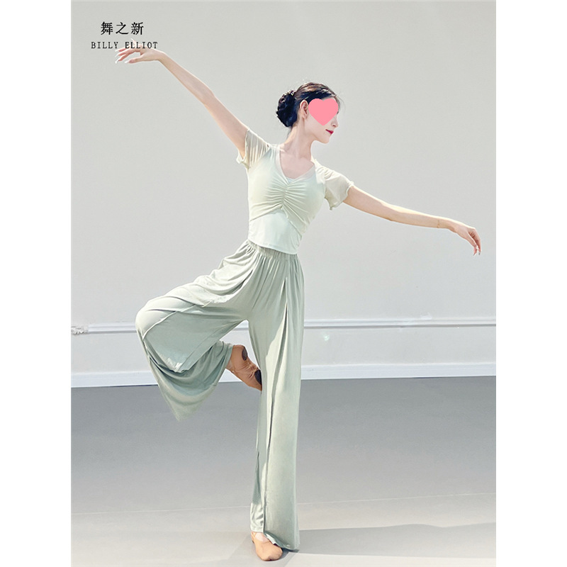 Women's dance top, new Chinese dance practice outfit, short-sleeved ballet body training outfit, modern classical dance costume