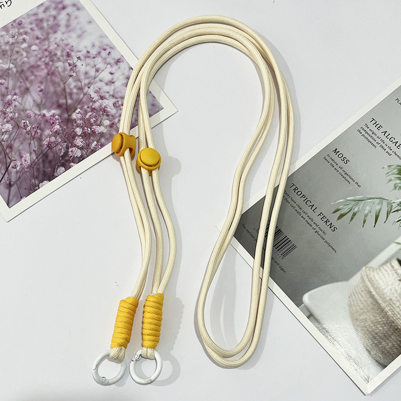 조절 가능한 긴 로프 - 베이지색 로프 노란색 매듭
