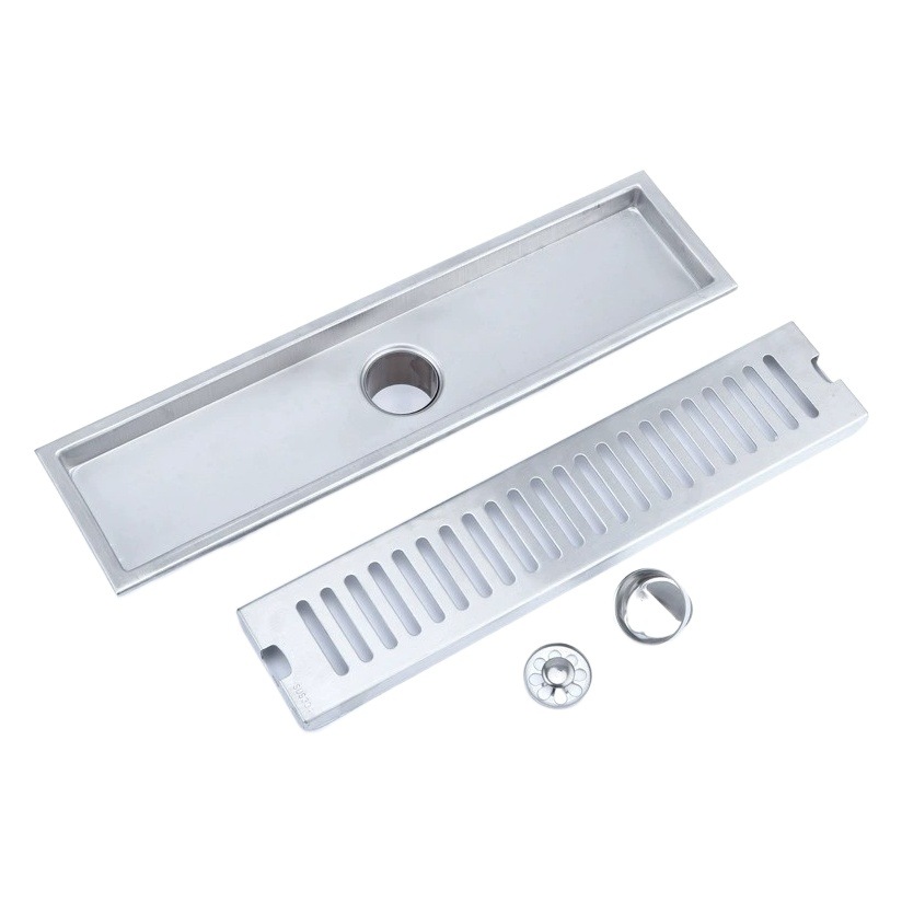 304 de acero inoxidable Baño de desagüe de piso rectangular baño largo desodorante techo gran desplazamiento ducha Desagüe de piso