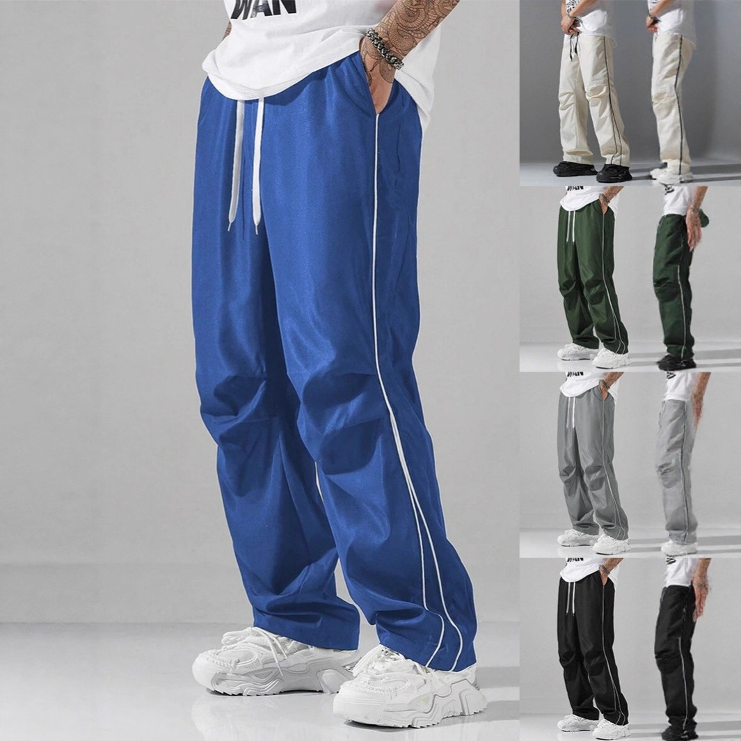 New Cross-Border American High Street Retro Functional Pants, Men's Sports Casual Pants, Hong Kong Style Loose Straight Pants