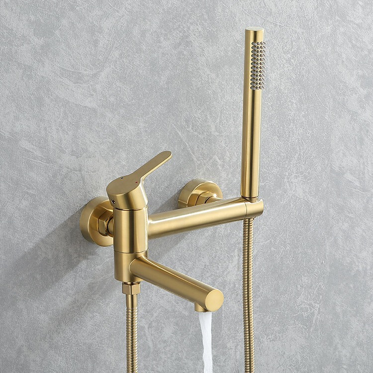 Copper bathtub faucet hot and cold mixing valve switch bathroom Golden simple triple shower suit household