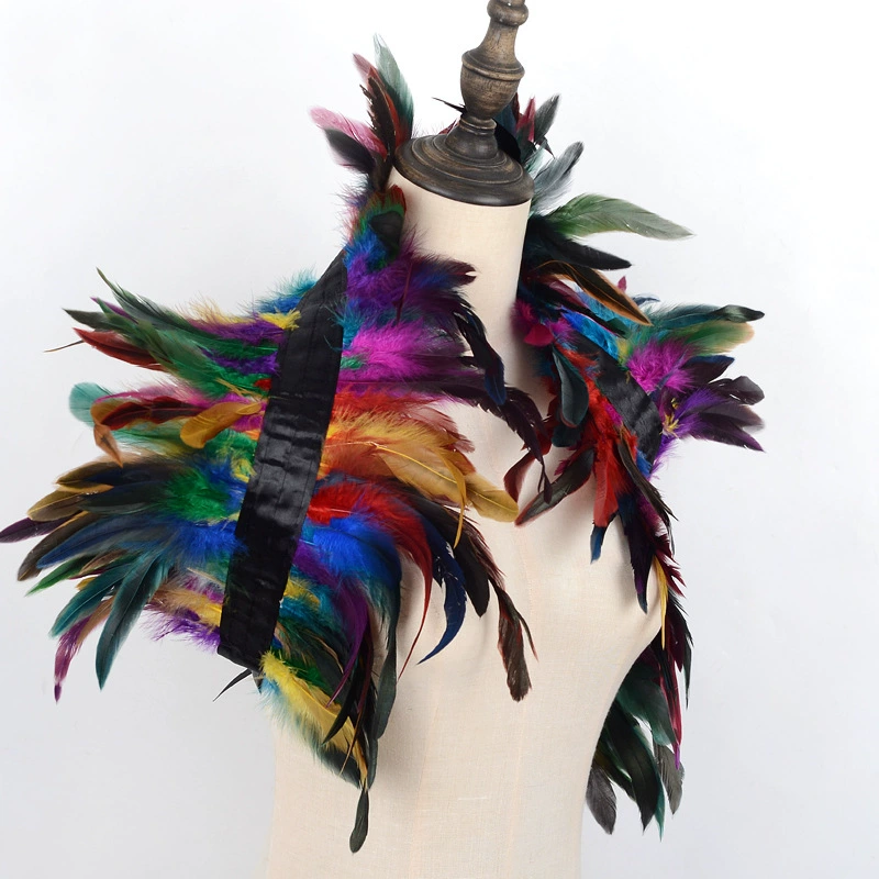 cloak accessory, feathered shoulder cape, gothic Halloween party, multiple colors