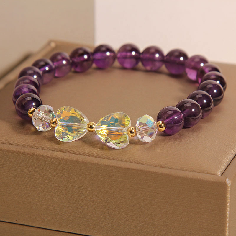 Pulsera de amatista natural mujer ins nicho diseño moda arco pulsera para novia regalo pulsera image 2