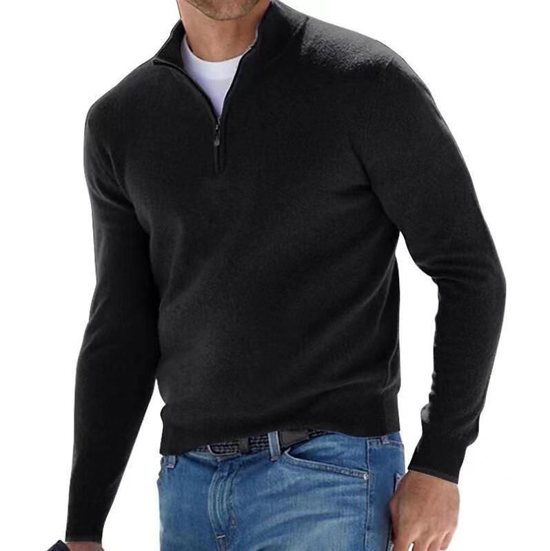 Spring and Autumn New Men's Pullover Half Zipper Knitted Sweater Foreign Trade Men's Clothing Youth Business Casual Inner Knitted Sweater