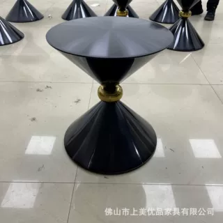 艺术感双锥造型边几 现代黑金圆球装饰角几 客厅样板房艺术小茶几