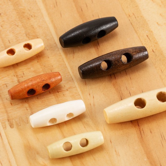 木质双孔橄榄扣木头扣子毛呢大衣配件天然木扣子