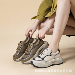 真皮阿甘鞋女2025秋季新款小众5cm增高软底轻便休闲运动鞋女鞋潮