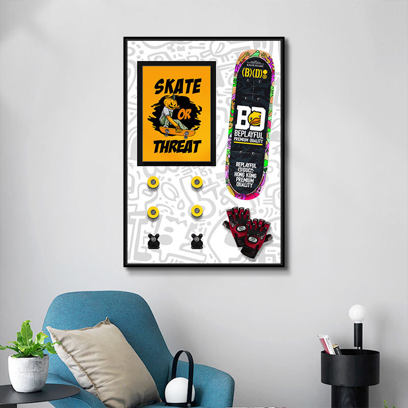 Patineta tridimensional de moda, habitación de los niños, decoración del dormitorio, habitación de los niños y las niñas, pintura creativa hecha a mano