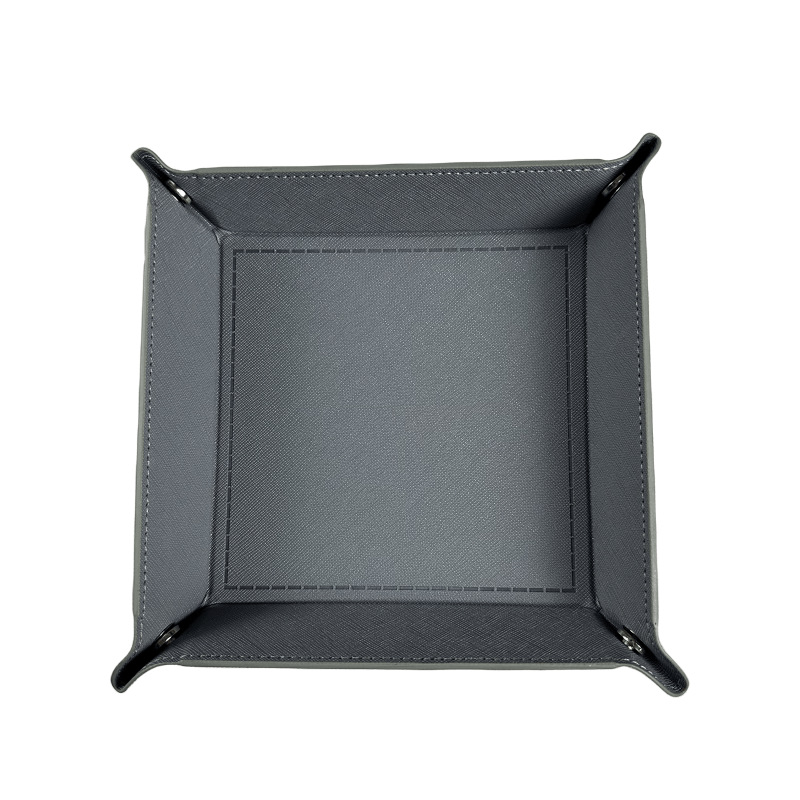 En stock pu palillos de cuero bandeja de cuatro esquinas plegable juego palillos bandeja de almacenamiento