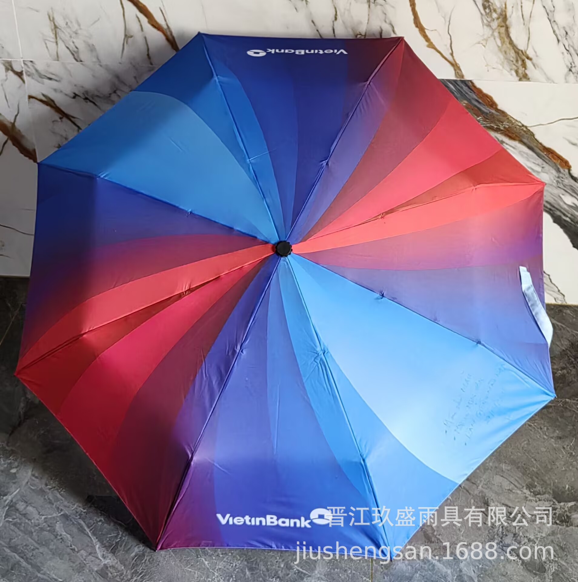 数码图案广告伞黑胶热转印彩色满版大号商务长柄酒店雨伞印制logo