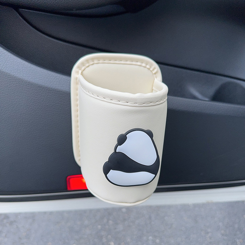 Car cup holder/beverage holder, Qìchē Car Seat Cup - panda-back-beige-cup-storage-bucket