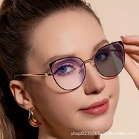 镂空猫眼防蓝光眼镜框 ins女欧美时尚潮流金属平光镜近视眼镜架