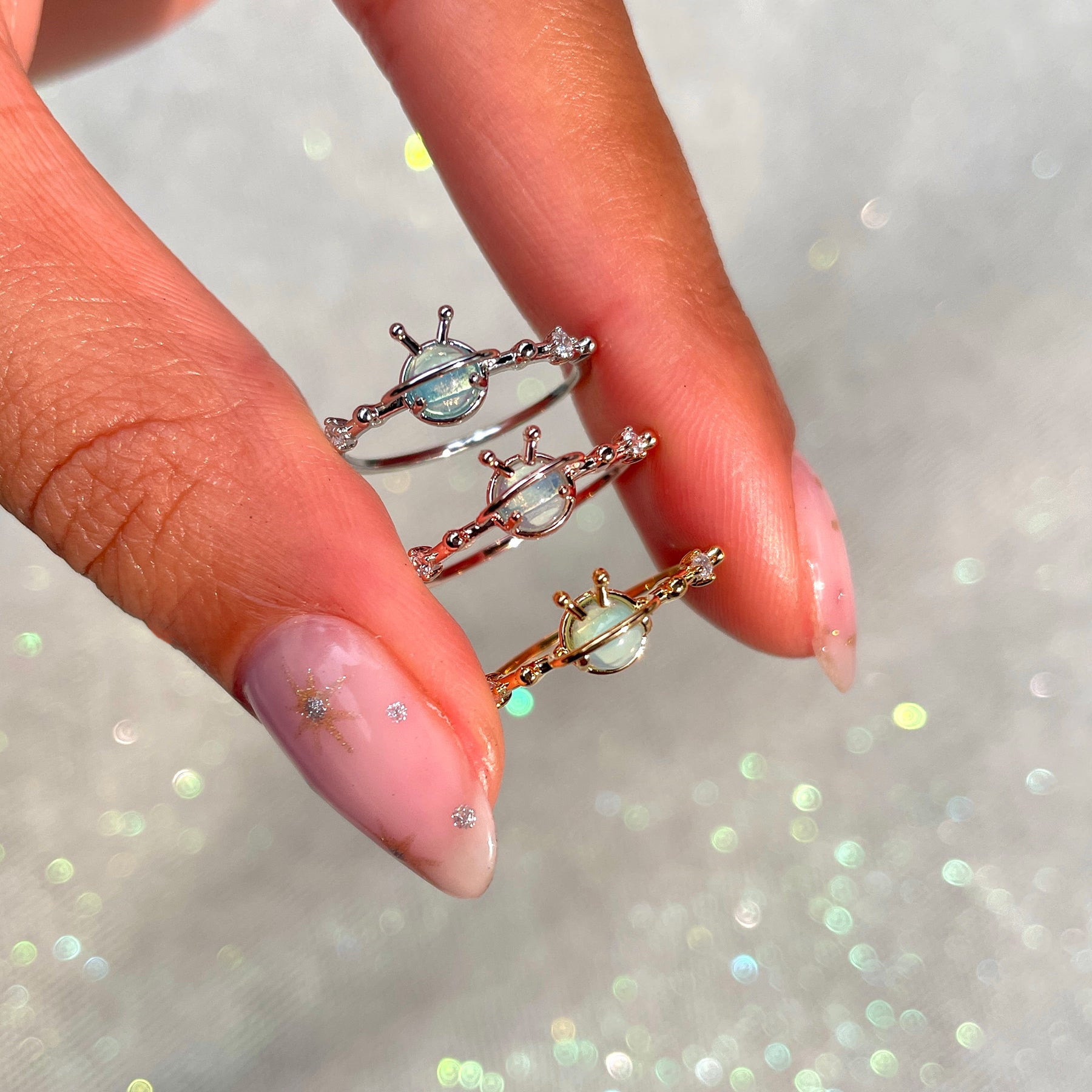 Gem Inlay Material Brass Geometric Gem Copper Rings