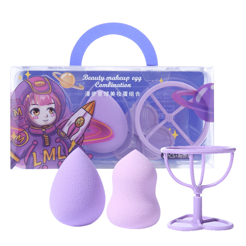 LMLTOP huevo de belleza conjunto de 3 piezas de gota de agua de calabaza en polvo para enviar el estante de almacenamiento A80224