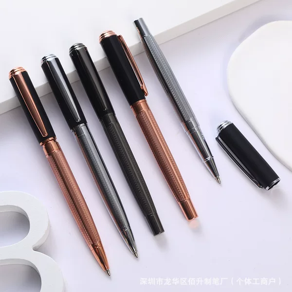 Creative Engraved Metal Ballpoint Pen, Business Rotating Oil-Based Ballpoint Pen, Custom Logo Embossed Office Advertising Gift Pen