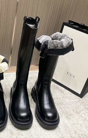 Long snow boots velvet apricot hair