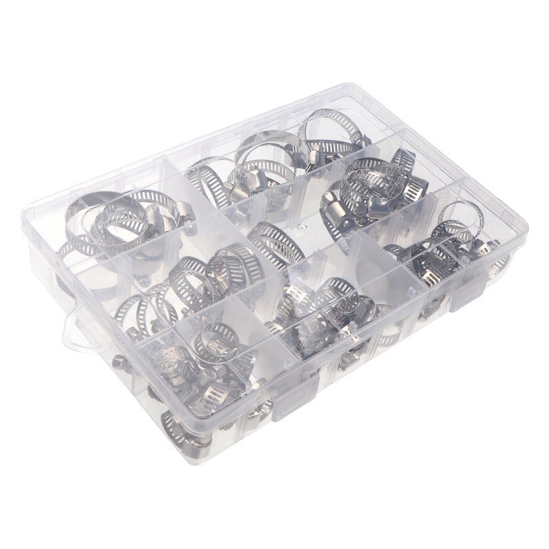 Abrazadera de manguera americana de acero inoxidable 60 piezas en caja abrazadera de combinación abrazadera de aro conjunto de suministro transfronterizo