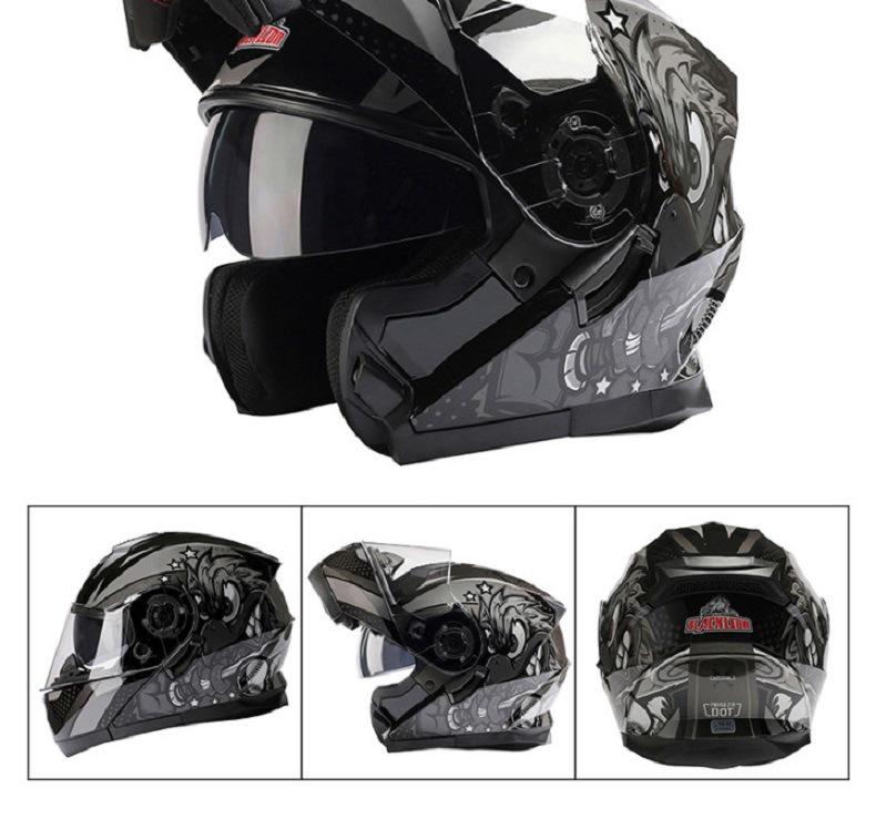 Bld Cross-Border Wholesale Bailide Motorcycle Helmet Flip-Up Visor Anti-Fog Breathable All-Season Full-Face Helmet