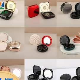 散粉盒翻盖薄款带镜子腮红高光空盒便携外出携带粉饼盒小样分装盒