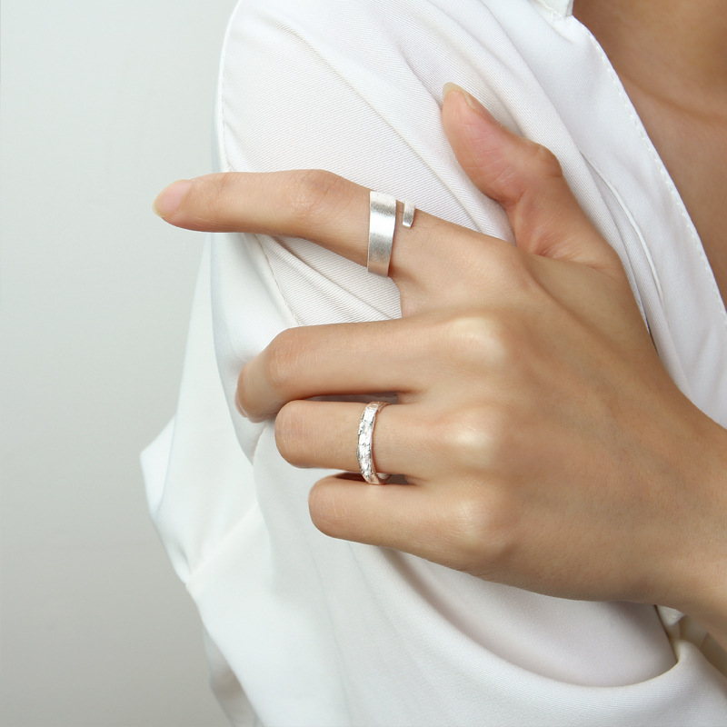 s925 Open Simple Brushed Plain Ring, Korean Sterling Silver Jewelry Wholesale_voghion.com