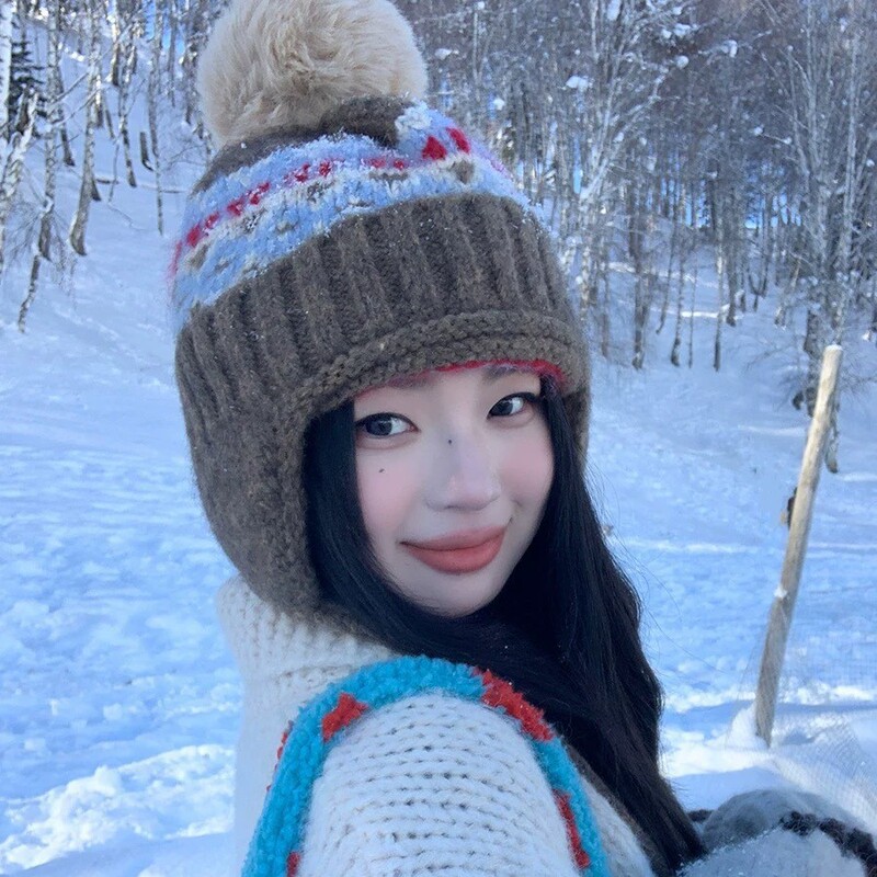 防寒费尔岛护耳毛线帽子女款秋冬季加厚保暖帽针织包头雷锋帽厂家|undefined