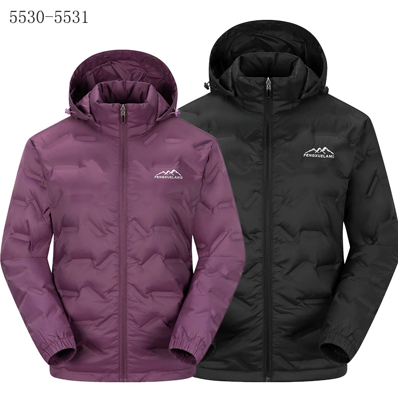 Ветер снежный волк новый пуховик женский зимний легкий теплый пиджак мужской повседневный альпинистский костюм с капюшоном