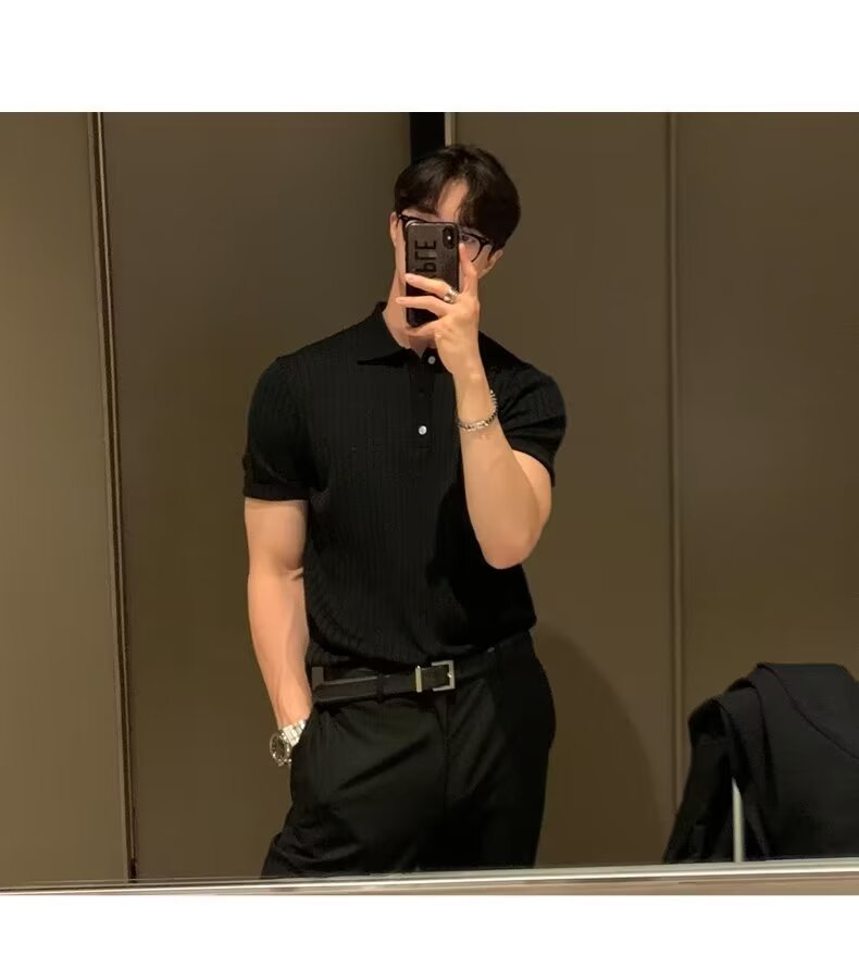 Camiseta de solapa de manga corta para hombre coreano de verano transfronterizo Camiseta de polo para hombre de comercio exterior Camiseta casual de Amazon al por mayor