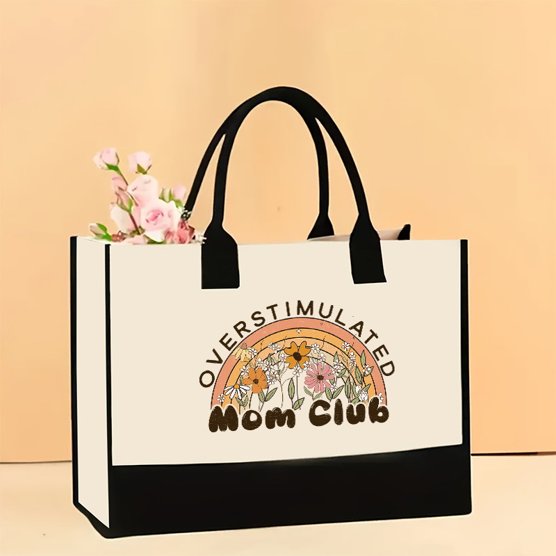 Bolso de hombro de lona de venta caliente transfronterizo Bolso Tote impreso de gran capacidad Bolso de compra portátil ligero de moda para mujer