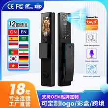 主动对讲3D人脸指纹锁涂鸦可选掌纹多国远程解锁全自动密码智能锁