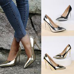 巨緹 常年款外貿大碼純色 一件代發尖頭細跟粘膠鞋日常高跟鞋