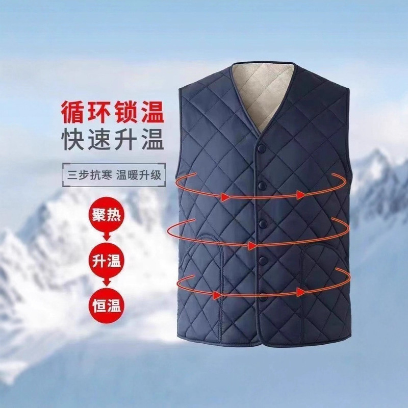 Cross-Border down Cotton Vest Men's Autumn and Winter Velvet Thickened Sports Large Size Vest Middle-Aged and Elderly Thin Inner Vest Cross-Border down Cotton Vest Men's Autumn and Winter Velvet Thickened Sports Large Size Vest Middle-Aged and Elderly Thin Inner Vest