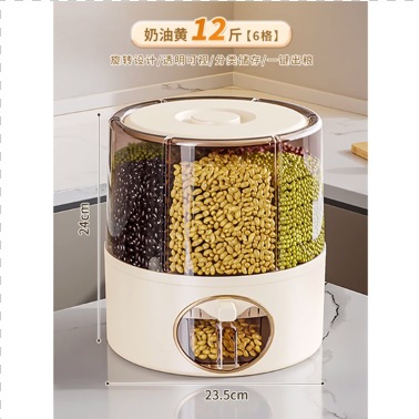 Caja de almacenamiento de granos integrales, cubo de arroz giratorio separado, a prueba de insectos y a prueba de humedad, sellado doméstico 2024 nueva caja de almacenamiento de arroz, tanque de arroz