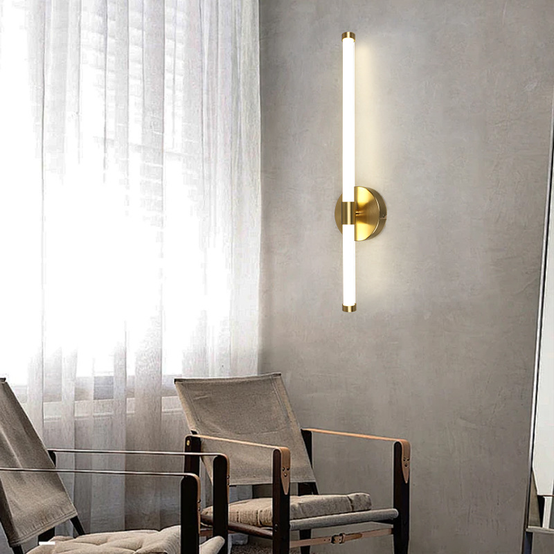 Lámpara de pared de línea moderna minimalista estilo europeo y americano sala de estar pared de fondo dormitorio lámpara de cabezal de cama pasillo lámpara 1 pieza