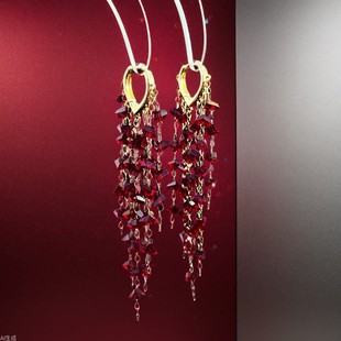 Red small design earrings with tassels, light luxury style, trend of season, wholesale