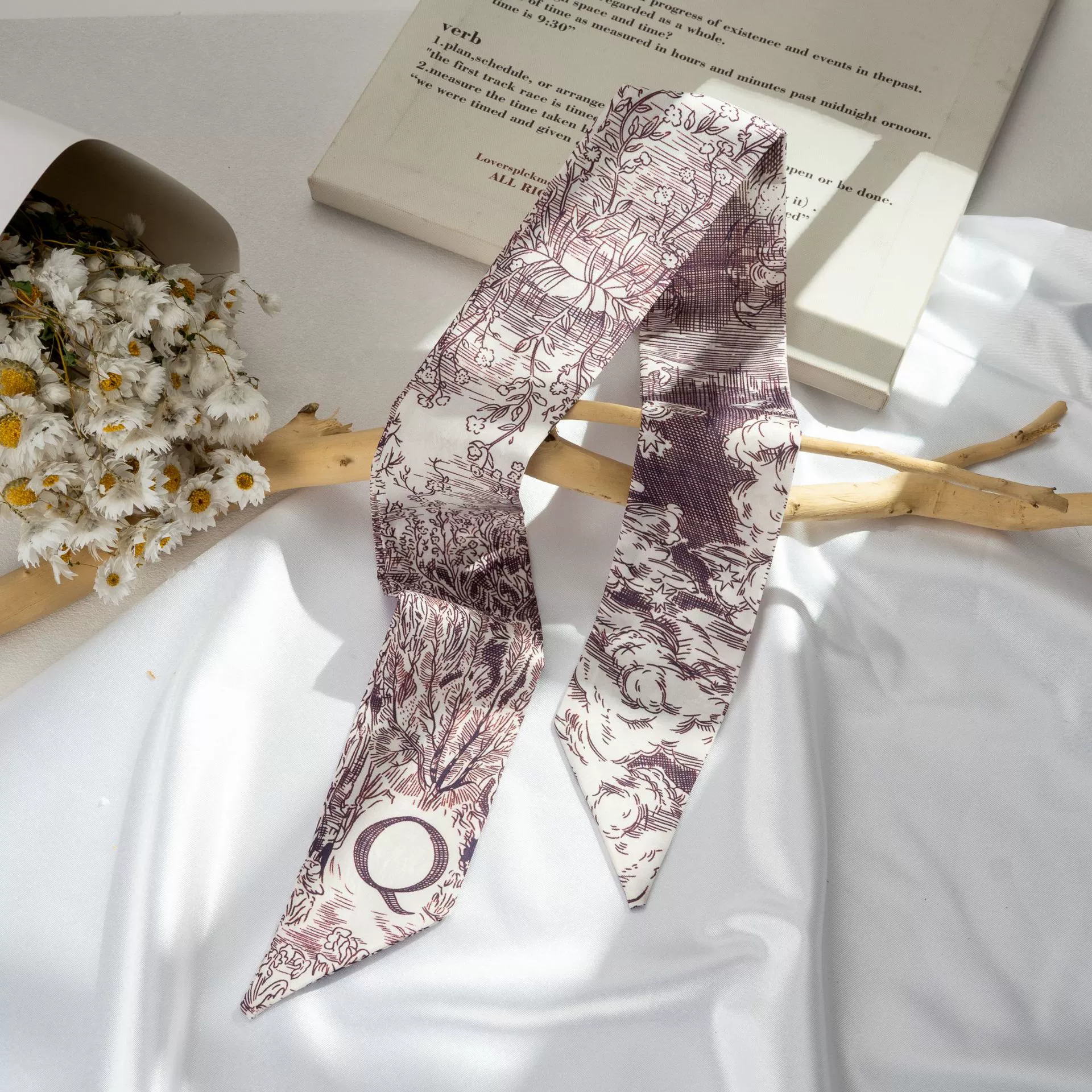 Silk Scarf Hairband (Suhang) long streamer 89×3.8 cm, lightweight gift box option