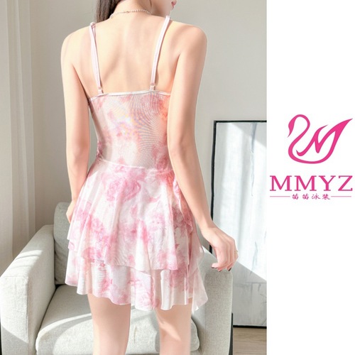 Hot spring swimsuit women one-piece flat corners conservative belly-covering to make them look slim and fairy-like Korean sexy skirt style new swimsuit