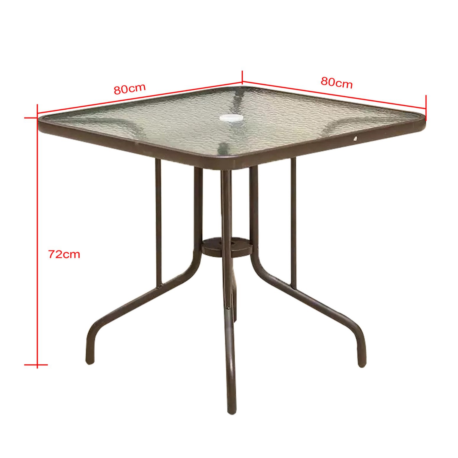 Mesa cuadrada de vidrio con patrón de agua de 80cm
