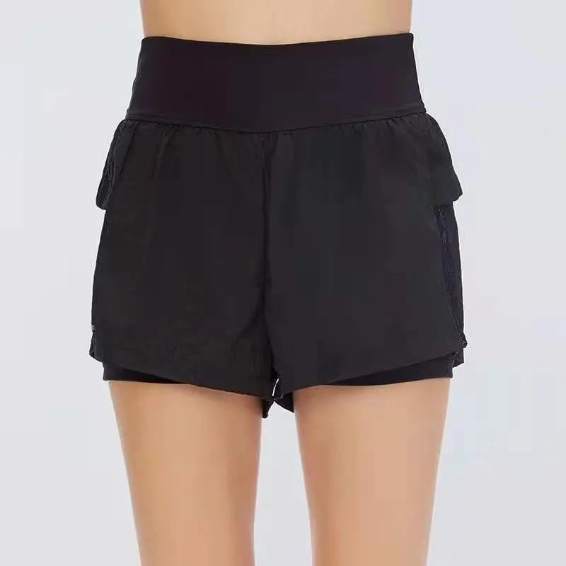 Sports Shorts Women's Fake Two-Piece High Waist Fashionable Anti-Light Yoga Pants Running Pants Gym Training Pants for Summer