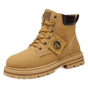 2023 new autumn high-top Martin boots men's shoes rhubarb desert overalls shoes British leather boots outdoor waterproof men's boots